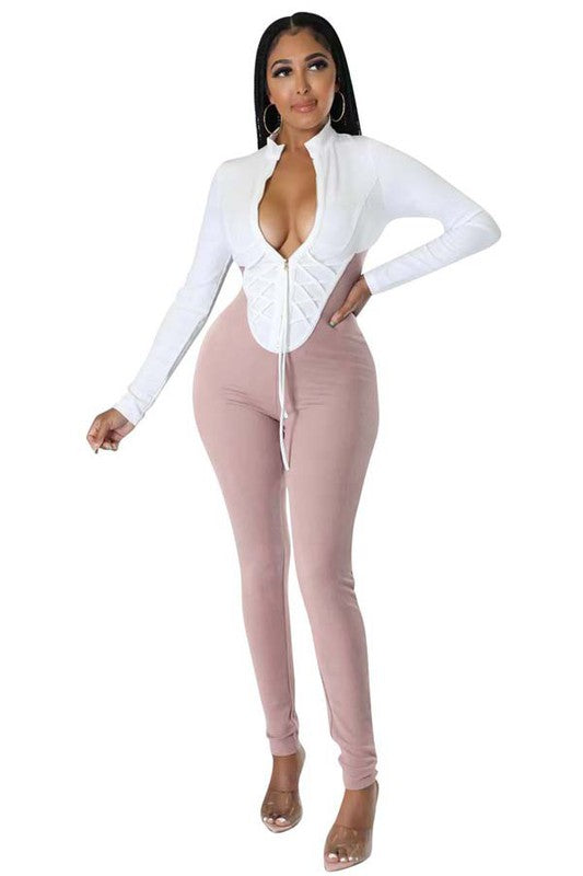 Long Sleeve Zip Up Jumpsuit