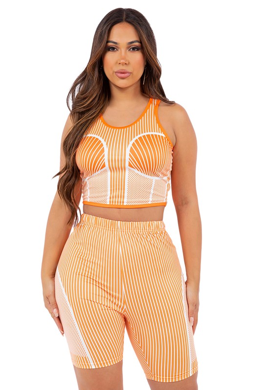 Two Piece Printed Top and Short Set By Claude