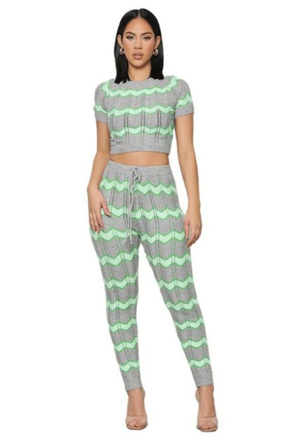 SEXY  KNITWEAR TWO PIECE PANT SET