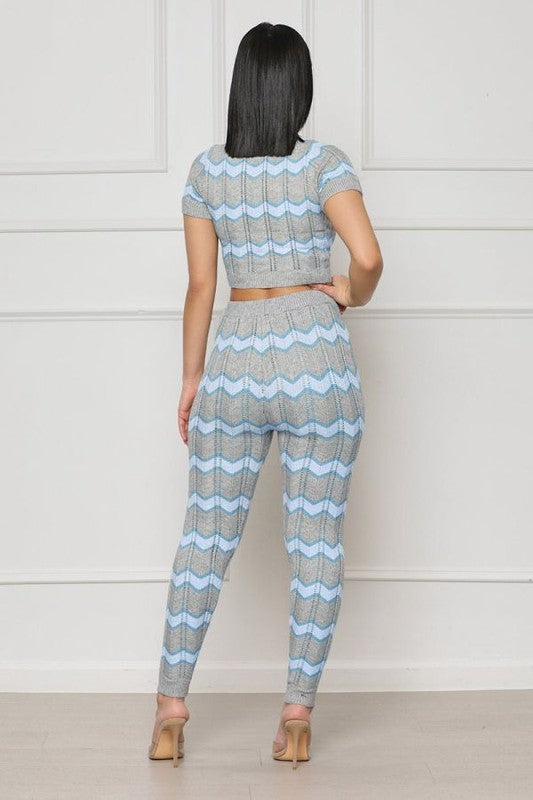 SEXY  KNITWEAR TWO PIECE PANT SET