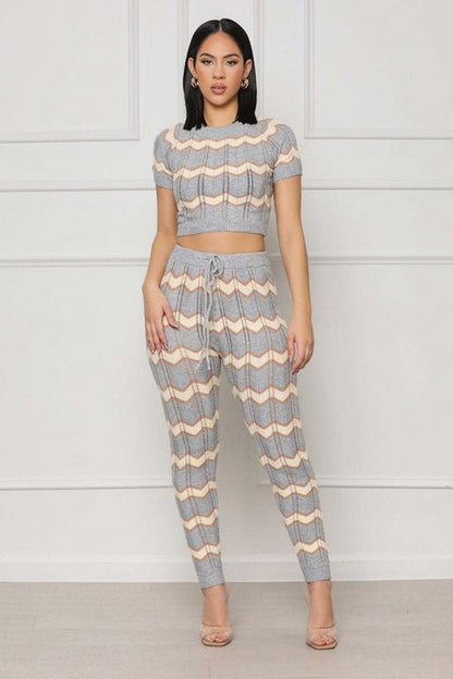 SEXY  KNITWEAR TWO PIECE PANT SET