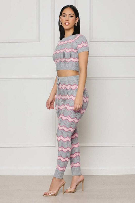 SEXY  KNITWEAR TWO PIECE PANT SET