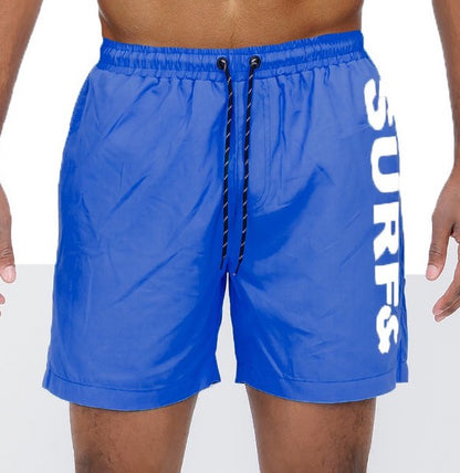 Solid Lined Beach Swim Text Men's Swim Shorts