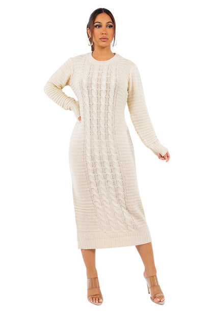 Long Sleeve Bodycon Maxi Sweater Dress