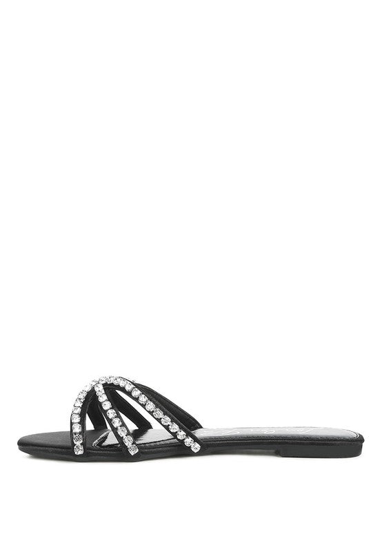 Mezzie Dimante Strap Flat Sandals