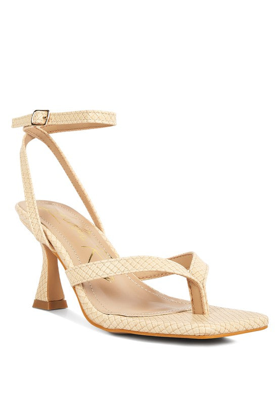 CELTY Ankle Strap Spool Heel Thong Sandals Rag Company