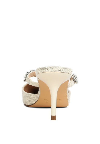 GRETA Diamante Embellished Kitten Heel Sandals