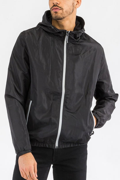 Men's Hooded Lightweight Windbreaker Jacket