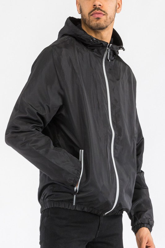 Men's Hooded Lightweight Windbreaker Jacket