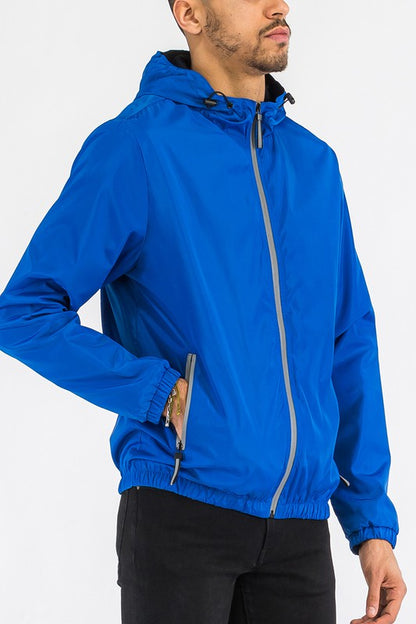 Men's Hooded Lightweight Windbreaker Jacket