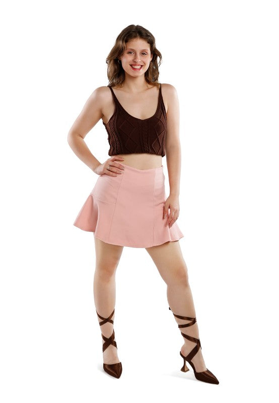 Panelled Flared Mini Skirt