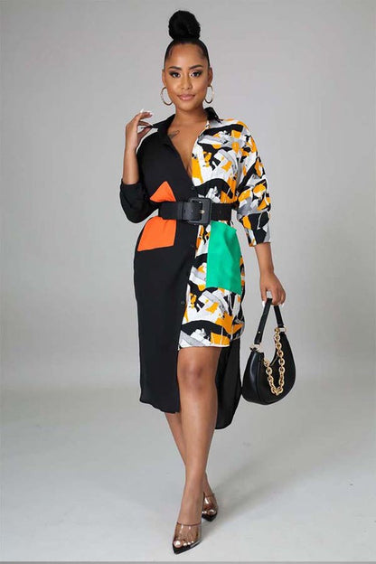 Printed Maxi Shirt Dress