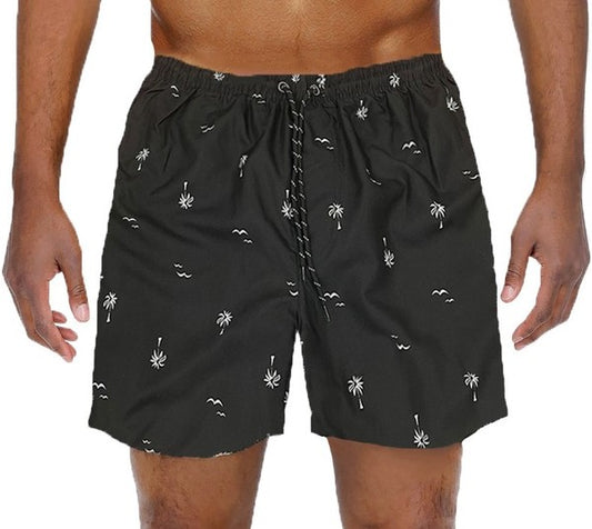 Men's Palm Tree Print Swim Trunks Board Shorts