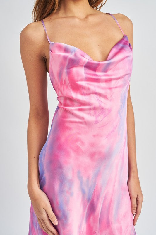 Cowl Neck Tye Die Mini Dress Emory Park