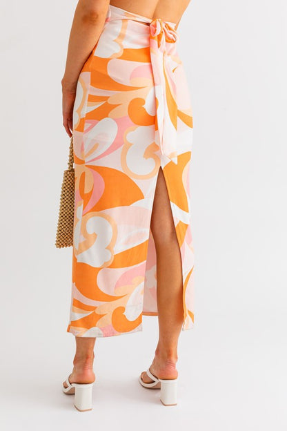 Absract Print Sleeveless Midi Dress