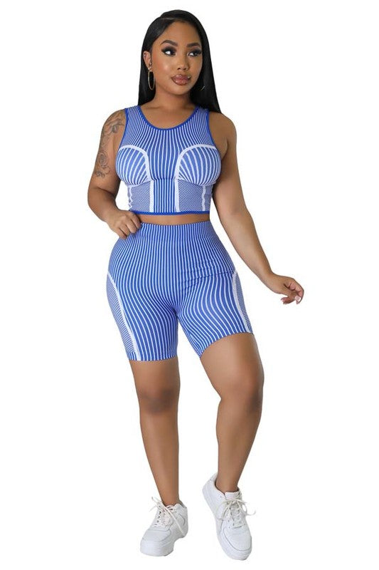 Two Piece Crop Top & Short Set By Claude