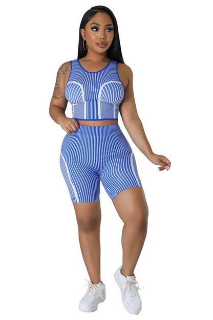 Two Piece Crop Top & Short Set By Claude