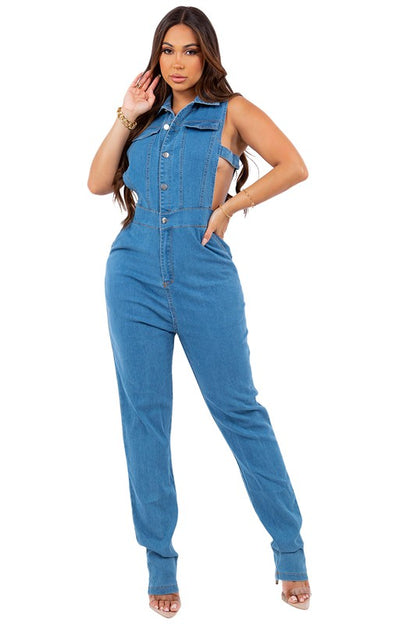 Sexy Denim Jumpsuit By Claude