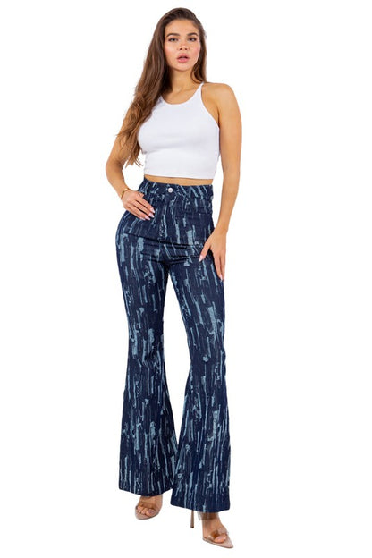 High Waist Distressed Flare Jeans