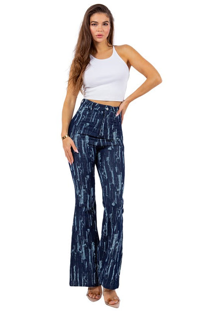 High Waist Distressed Flare Jeans