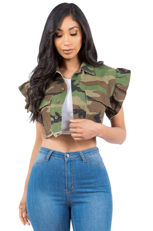 Cropped Camo Top Vest