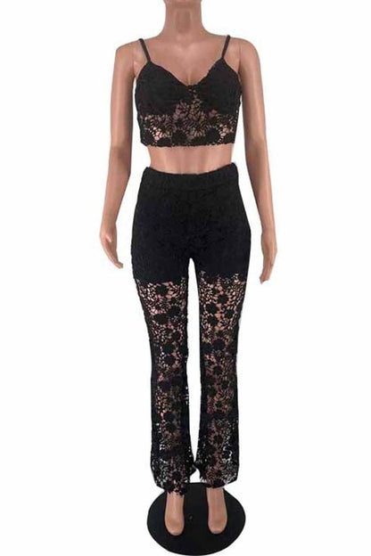 Lace Mesh Two Piece Set Top & Pant