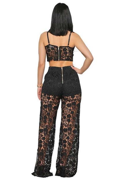 Lace Mesh Two Piece Set Top & Pant