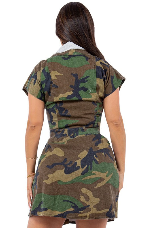 Denim Two Piece Camo Skirt Set