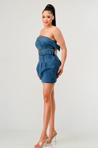 Buckle Me Up Denim Mini Dress