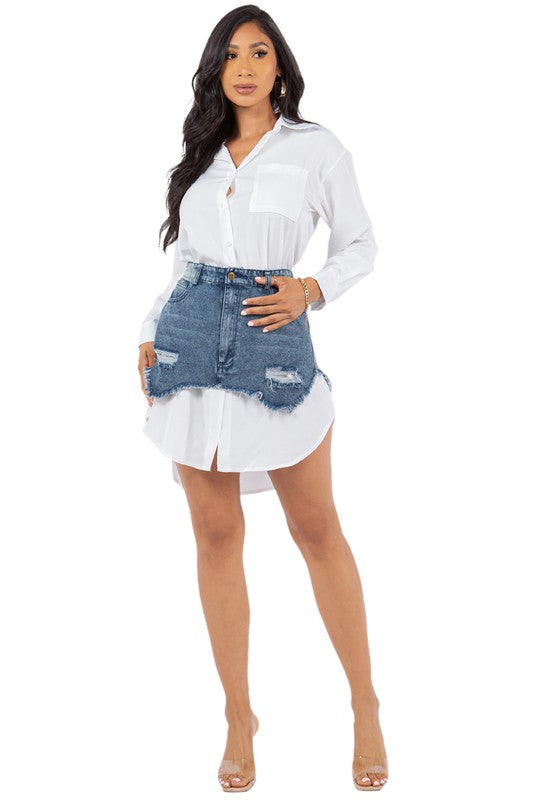 Denim Skirt Shirt Dress