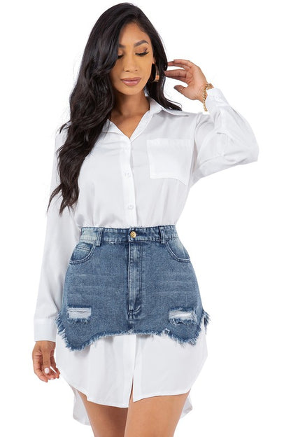 Denim Skirt Shirt Dress