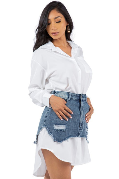 Denim Skirt Shirt Dress