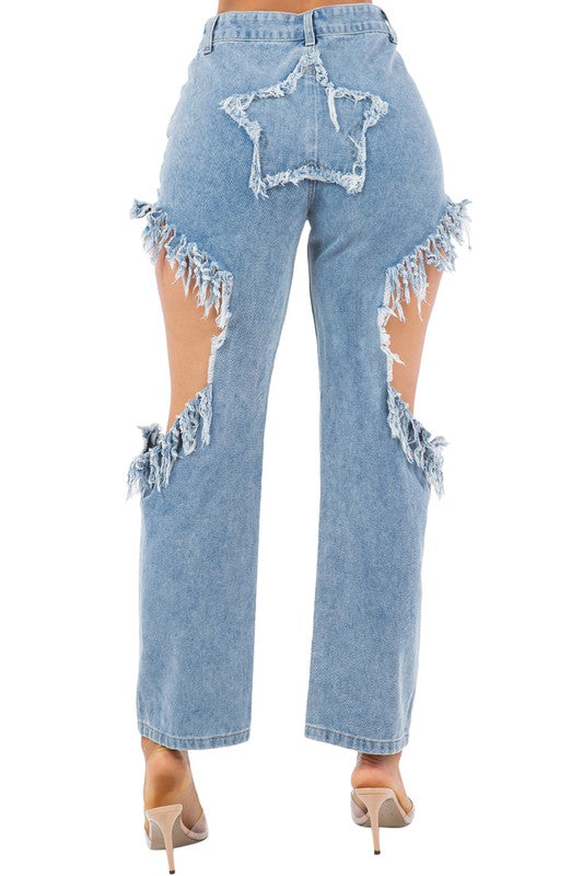 Cutout High Waist Mom Jeans By Claude