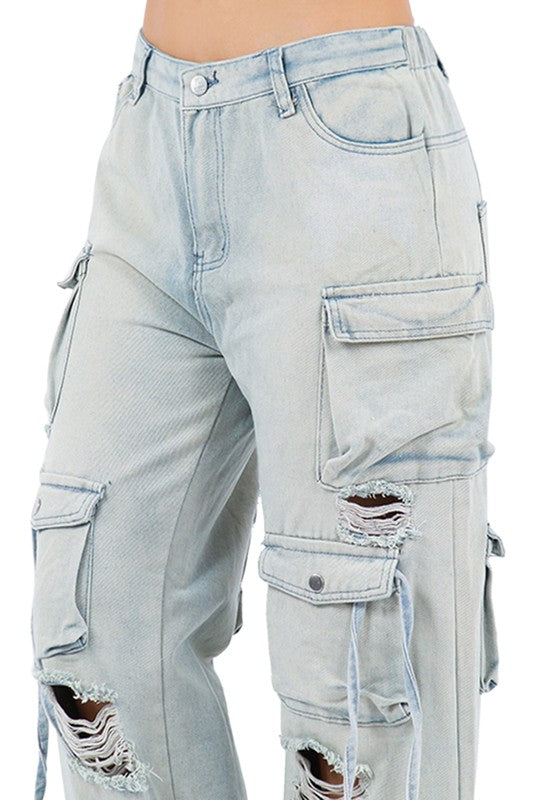 Cargo Style Denim Jeans