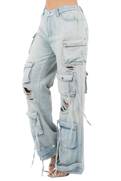 Cargo Style Denim Jeans