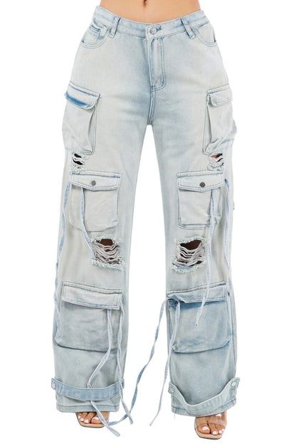 Cargo Style Denim Jeans