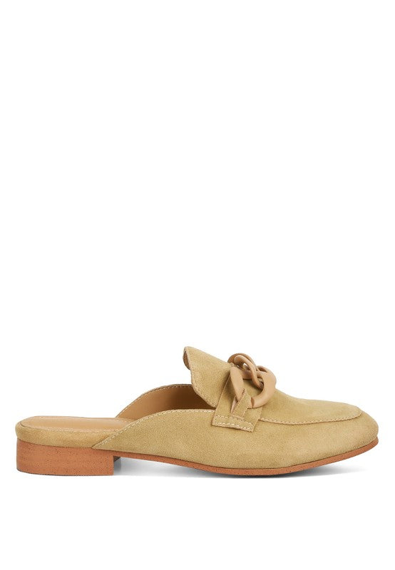 Krizia Chunky Chain Suede Slip On Loafers