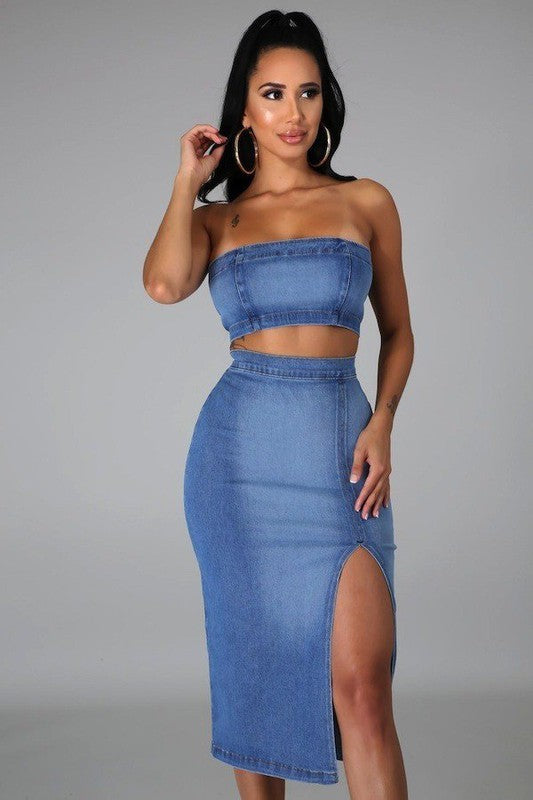 Miami Skirt Set in Light Denim