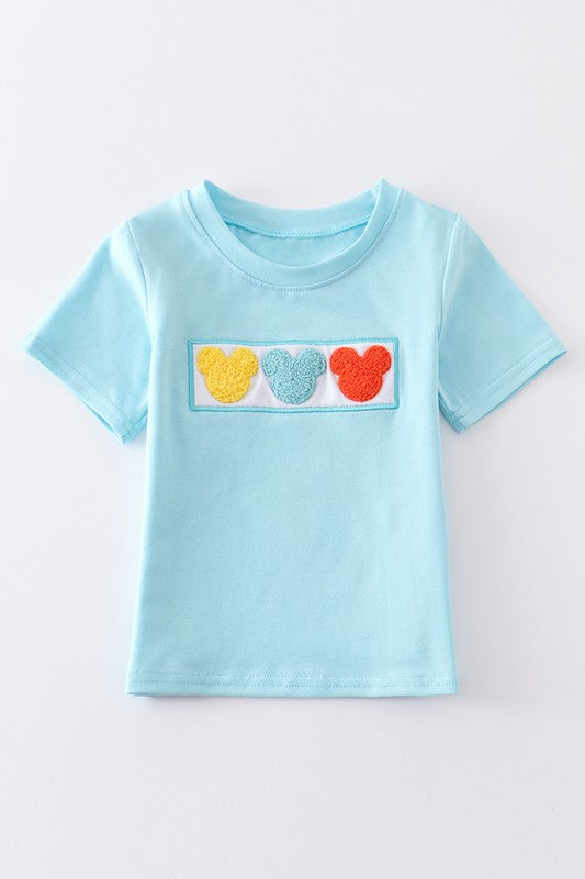 Boys French Knot Character Top - Blue