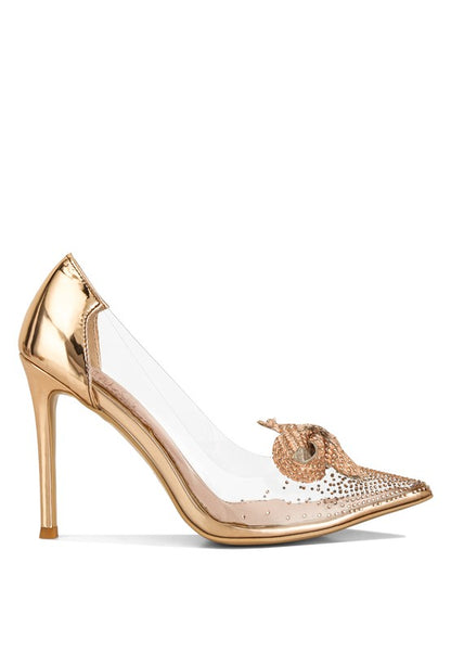 Erika Rhinestones Embellished Clear Pump Shoes