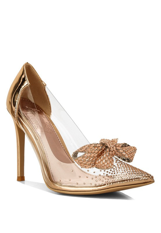 Erika Rhinestones Embellished Clear Pump Shoes