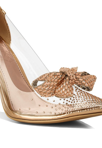 Erika Rhinestones Embellished Clear Pump Shoes