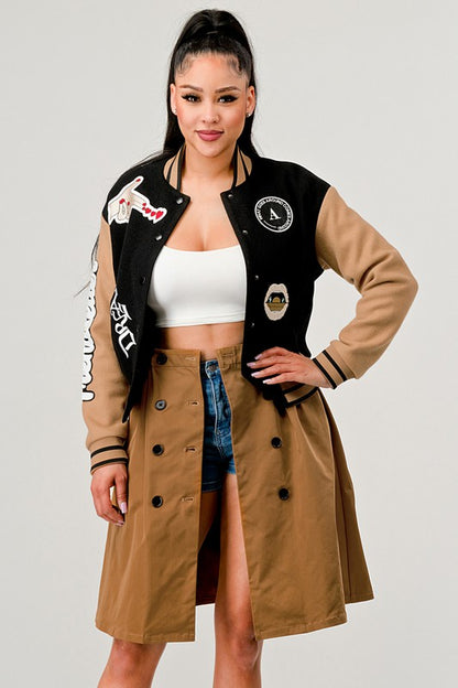 Athina Black Queen letterman Jacket