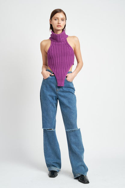 KNIT TURTLE NECK TOP