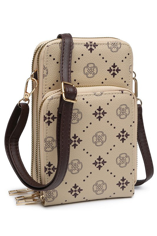 Flower Monogram Crossbody Bag Cell Phone Purse