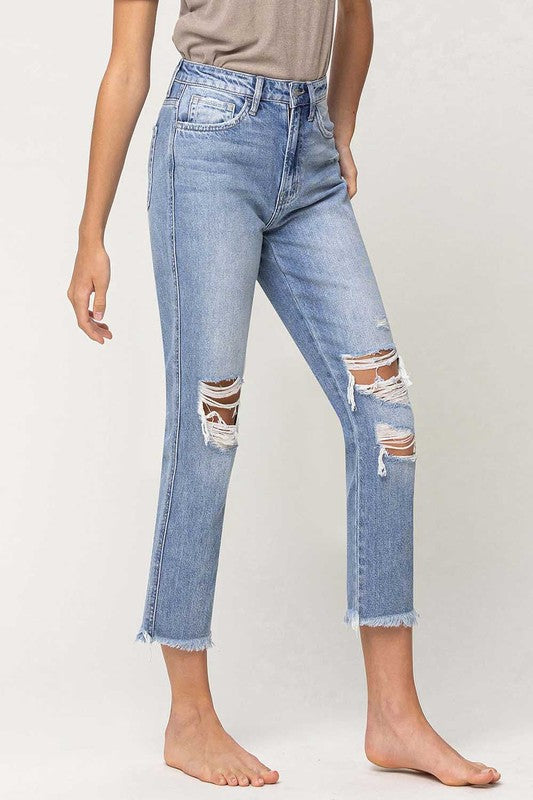 Vintage Super High-Rise Distressed Relaxed Straight Jeans