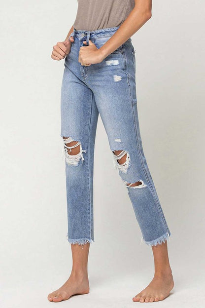 Vintage Super High-Rise Distressed Relaxed Straight Jeans