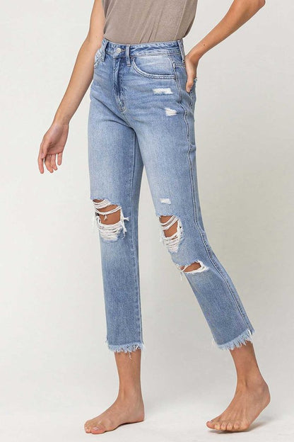 Vintage Super High-Rise Distressed Relaxed Straight Jeans