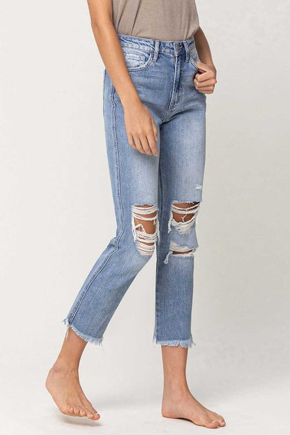 Vintage Super High-Rise Distressed Relaxed Straight Jeans