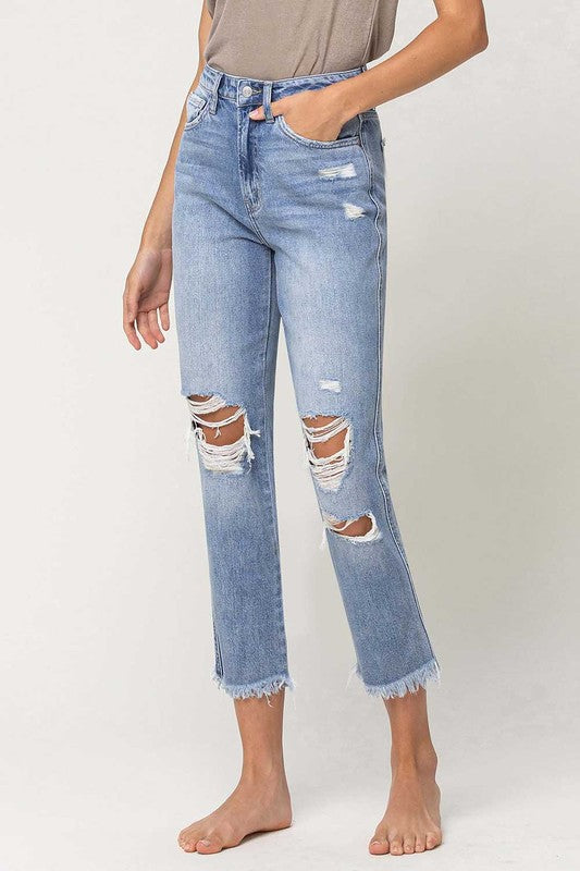 Vintage Super High-Rise Distressed Relaxed Straight Jeans